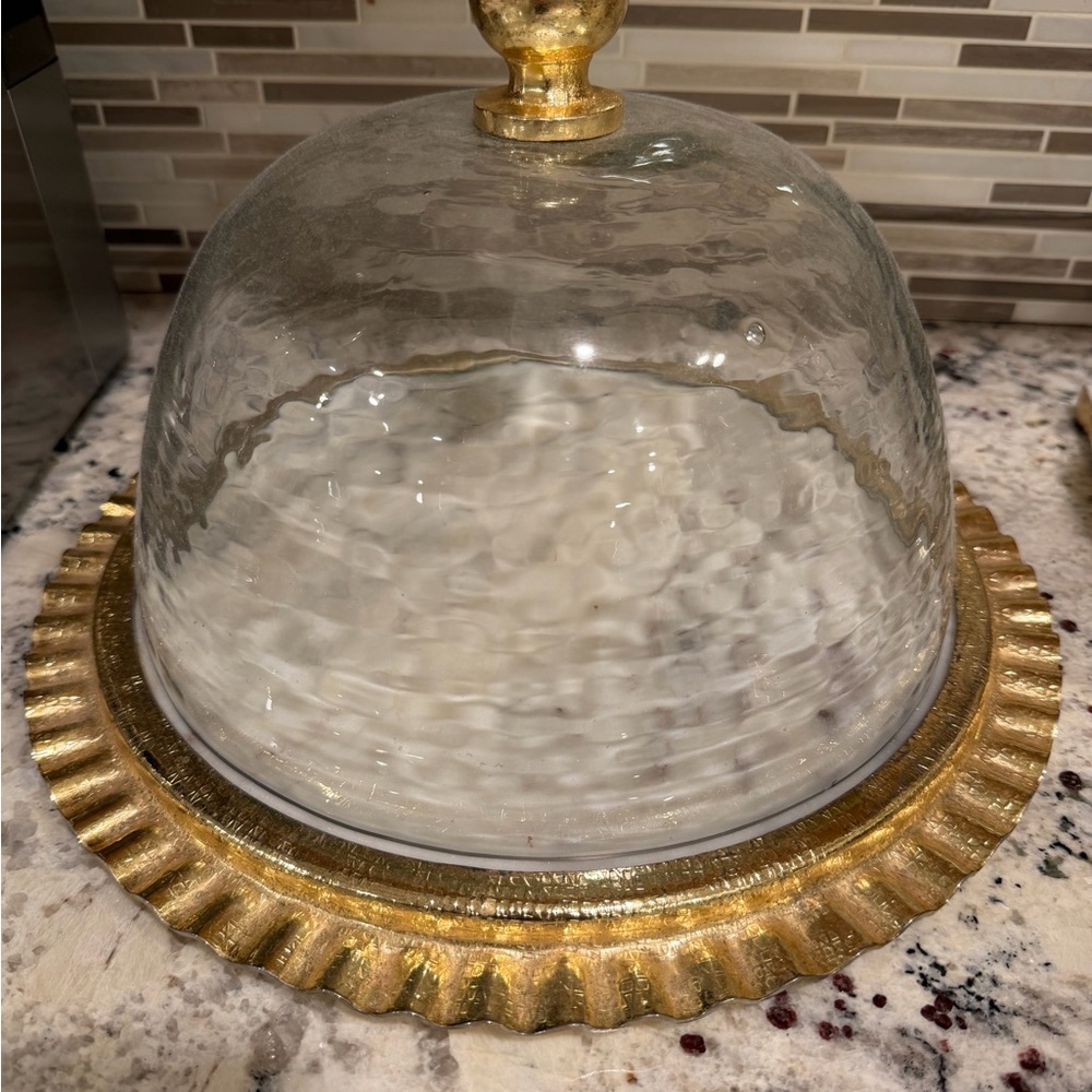 Elegant Glass Cloche with Gold Base